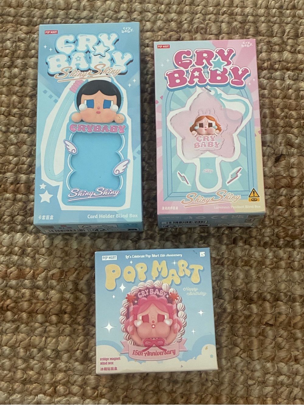 Pop Mart Crybaby Blind Box Set of 3 Shiny Shiny Card Holder Pendant Magnet New